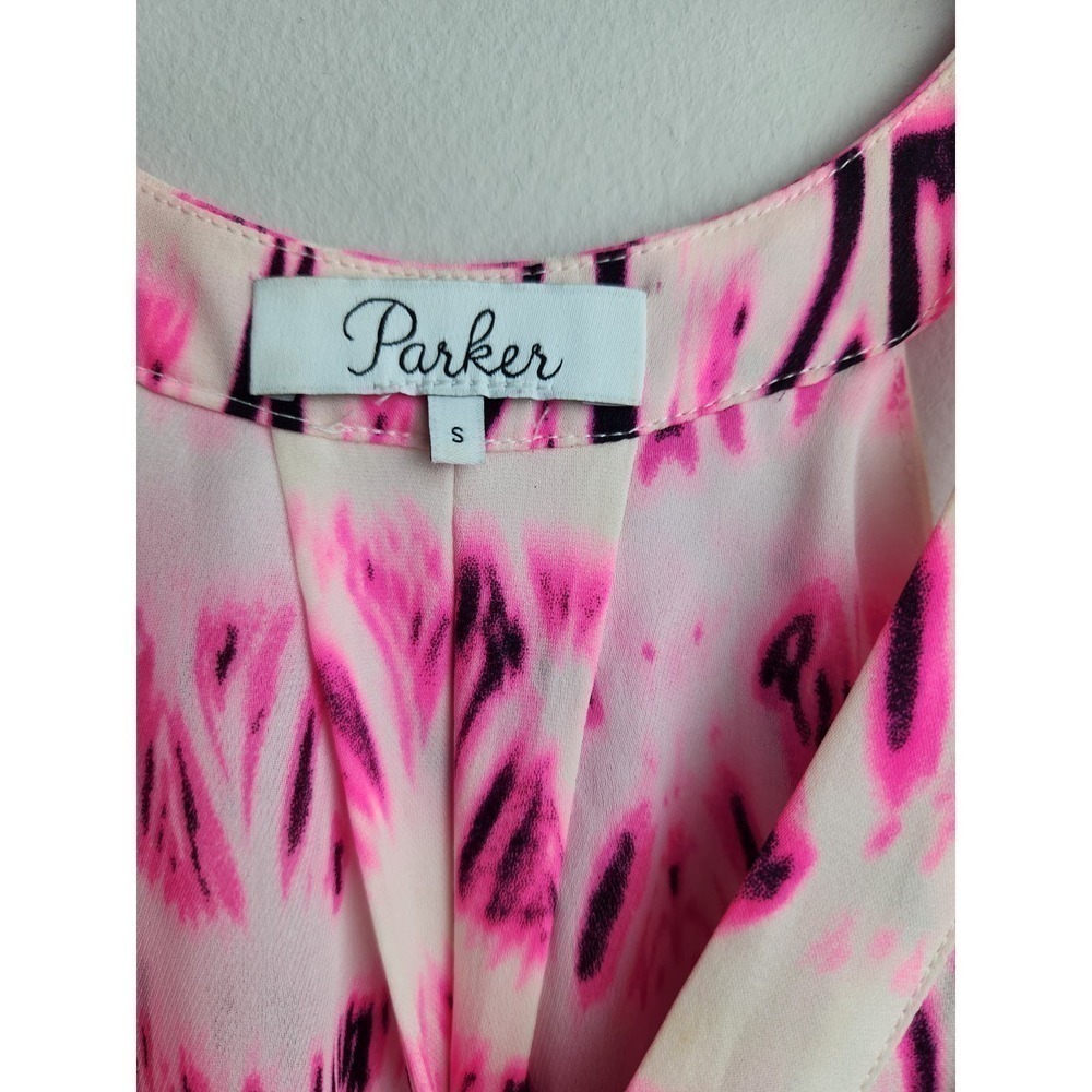 Parker Kita Graphic Racerback Dress, Pop Pink Cosmos sz S silk light wear beach - Picture 12 of 14